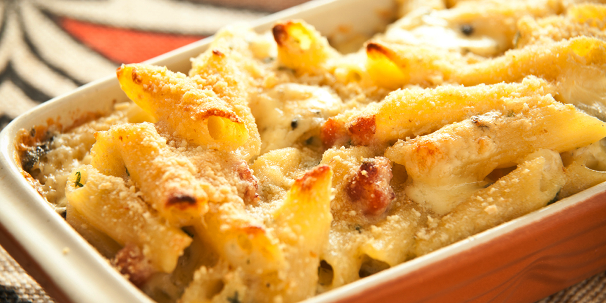 Penne gratinado (massa especial)