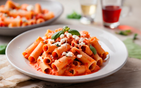 Macarrão ao molho de tomate e queijo feta (massa especial)