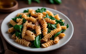 Fusilli com filé e rúcula (massa especial)