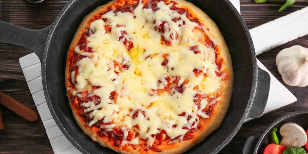 Massa de pizza rápida de frigideira