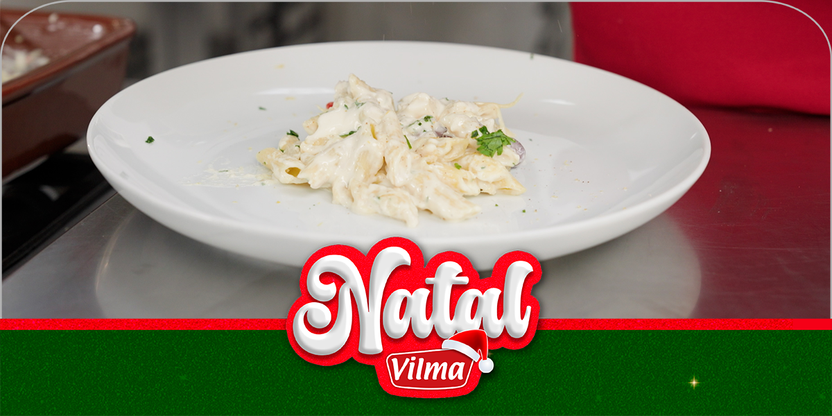 Penne com bacalhau ao creme